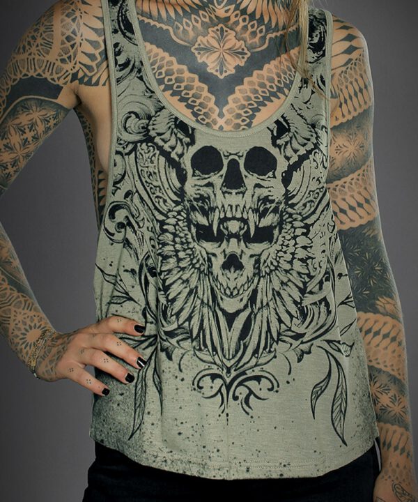 Hyraw Damen Tankt Top "SKULL WINGS"