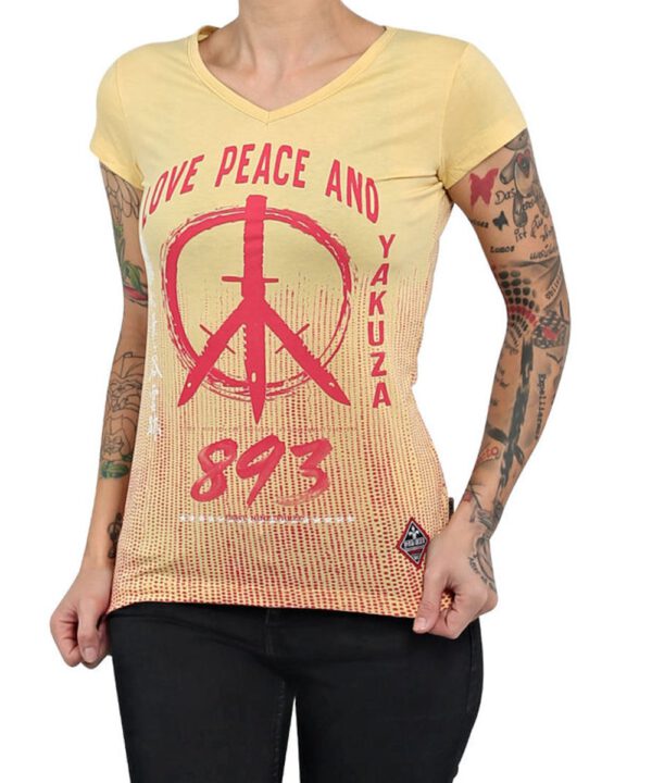 Yakuza Love & Peace V-Neck T-Shirt GSB-13131 banana cream