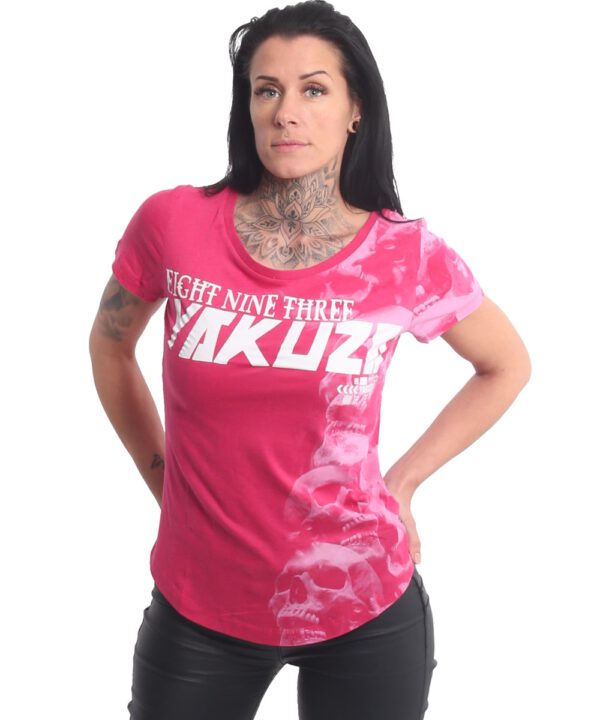 Yakuza Graveyard Curved Crew Neck T-Shirt GSB-22129 rose red