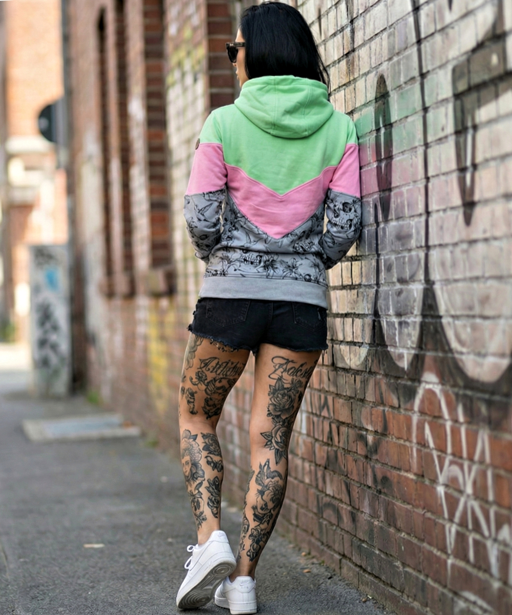 Frauen Hoodie Humming Bird GSH-05 patina green