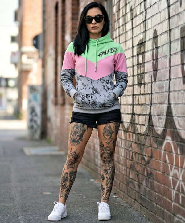 Frauen Hoodie Humming Bird GSH-05 patina green