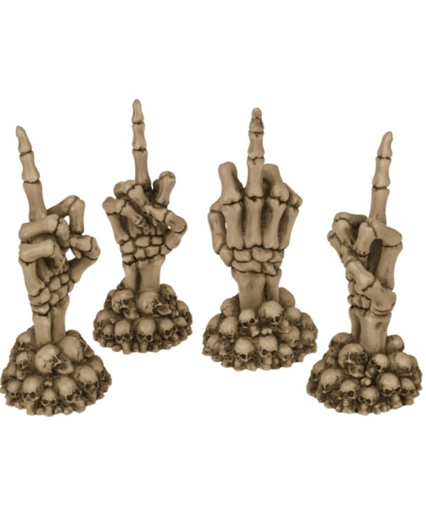 Skeletthand, Fu** Off, auf Schädelbasis