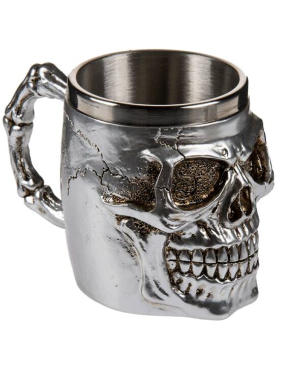 Versilberter Becher mit Edelstahleinsatz, Skull