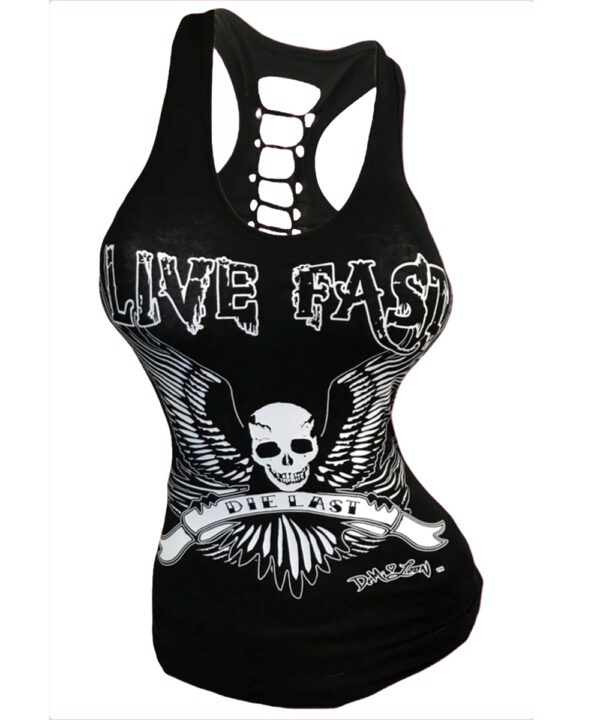 Demi Loon Tanktop Rückenfrei "Live Fast"