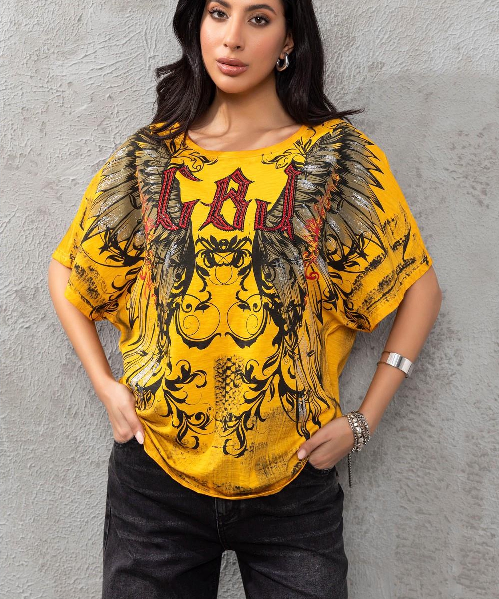 Cipo & Baxx Damen T-Shirt Rückenfrei WT-377 mustard – Bild 3