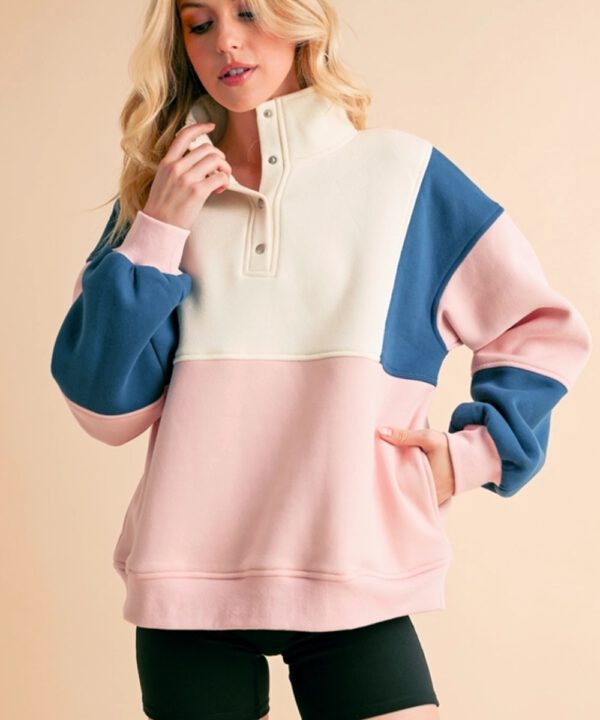 Pullover Damen 992EK Pullover in Blockfarben