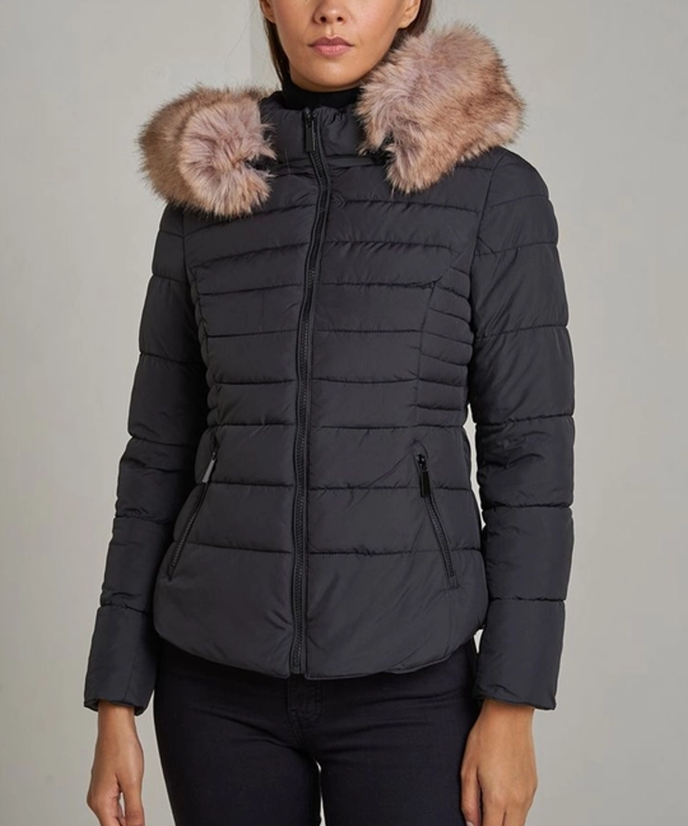 Daunenjacke mit Kunstpelzkapuze – Bild 3