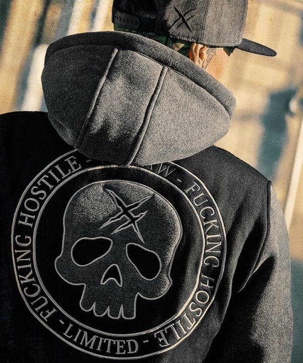 Hyraw GREY SKULL Hooded Zip