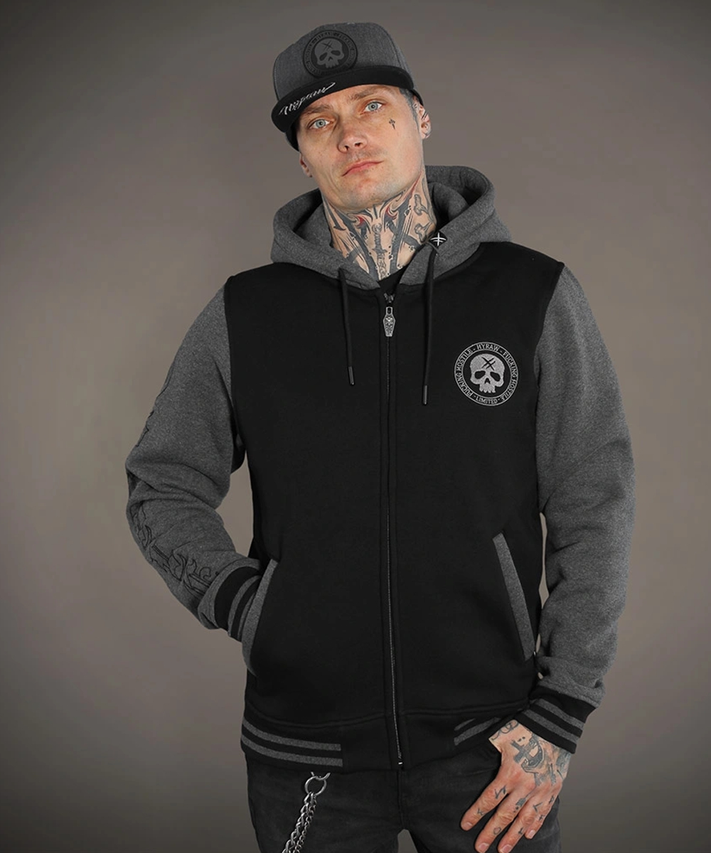 Hyraw GREY SKULL Hooded Zip