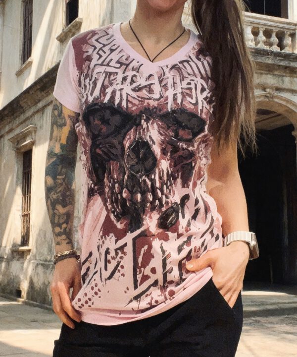 Fact-of-Life-T-Shirt-Totenkopf-GS-09-rosa streetwear