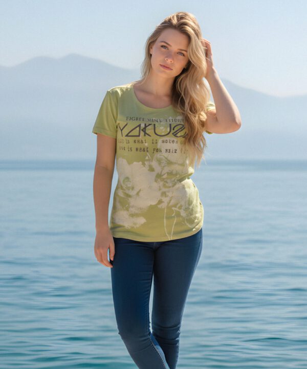 Yakuza Hidden Curved Crew Neck T-Shirt GSB-27119 tarragon