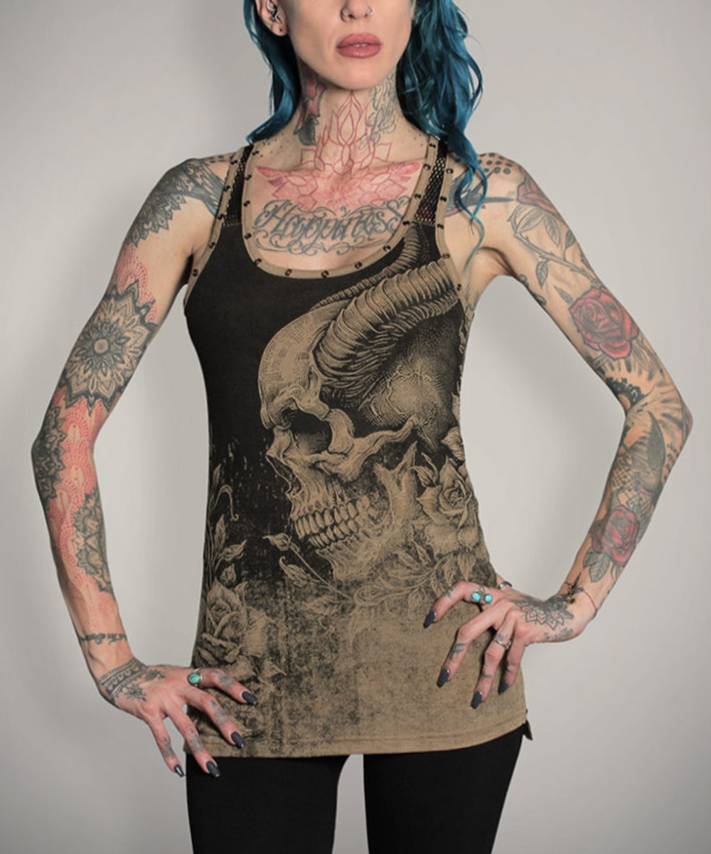 Hyraw engraved mesh tank top