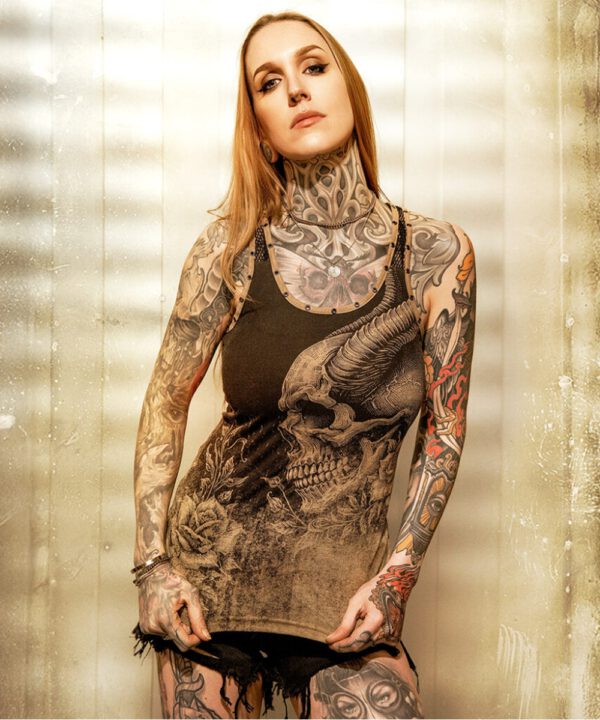 Hyraw engraved mesh tank top