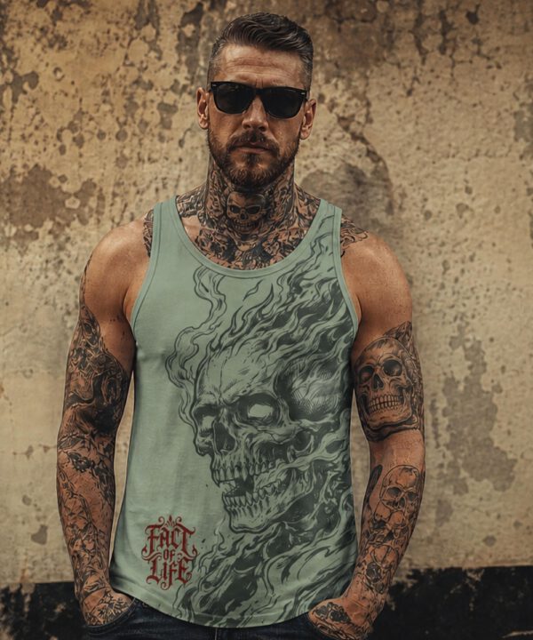 Fact of Life Tank Top „Inferno Skull“ TT-06 silt green
