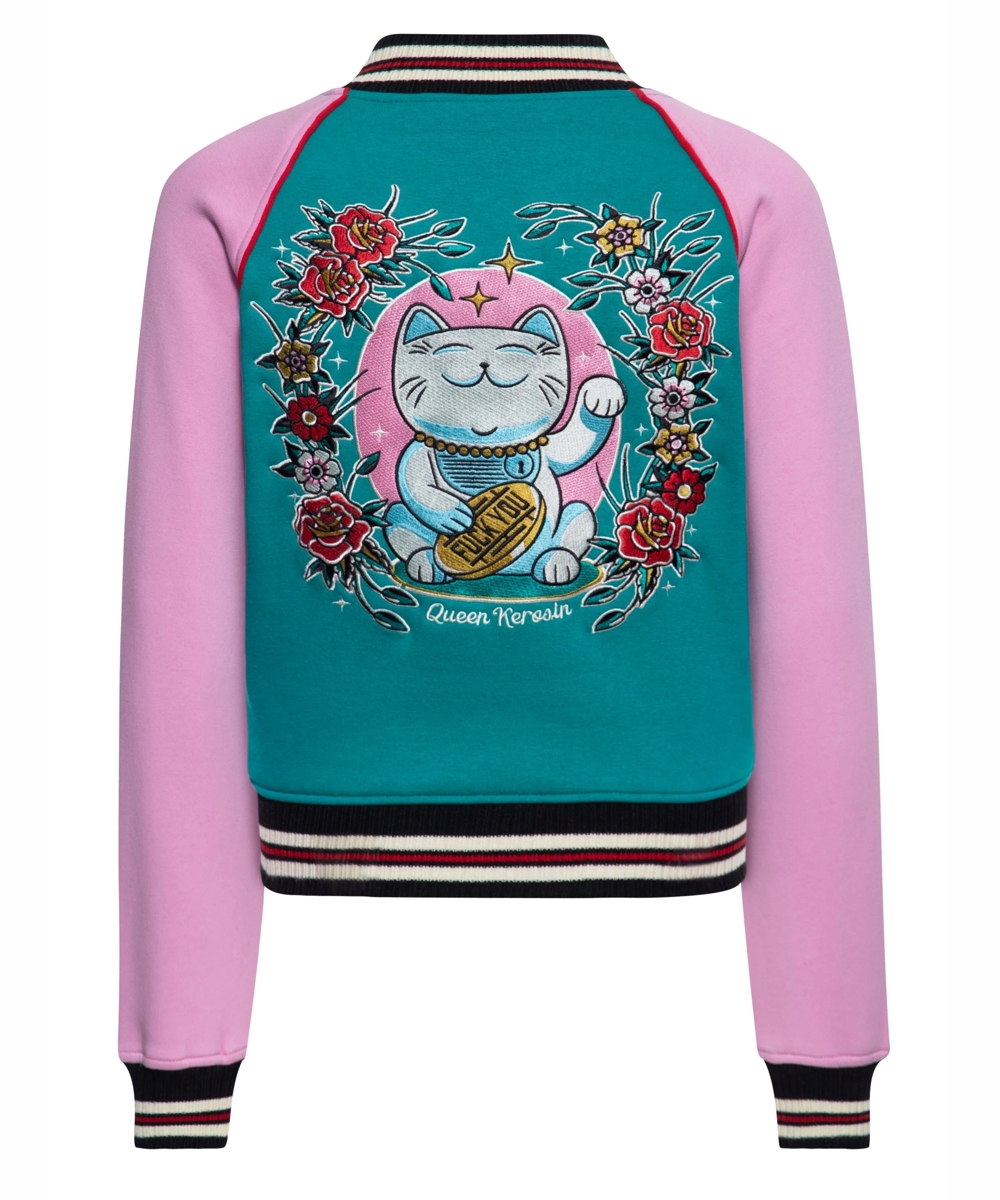 Queen Kerosin College Jacke "Lucky Cat"