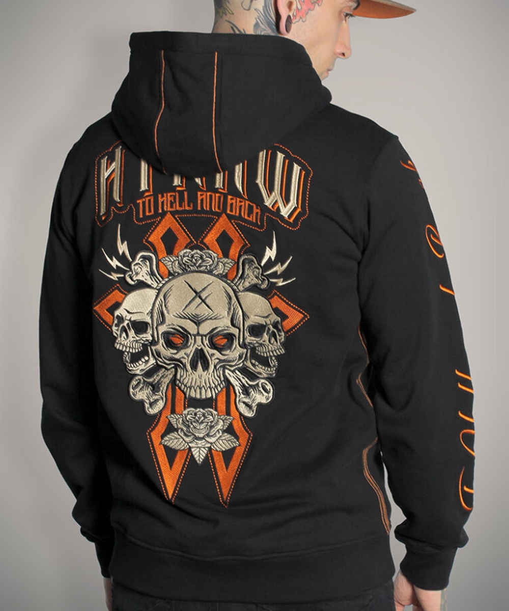 Hyraw Sweat Jacke gestickter totenkopf