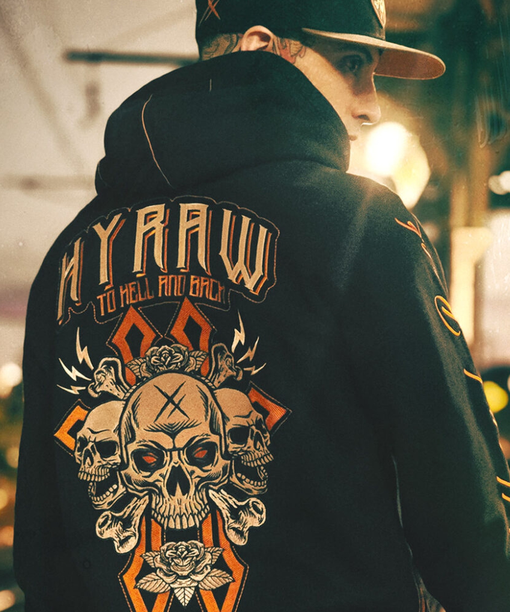 Hyraw Sweat Jacke gestickter totenkopf