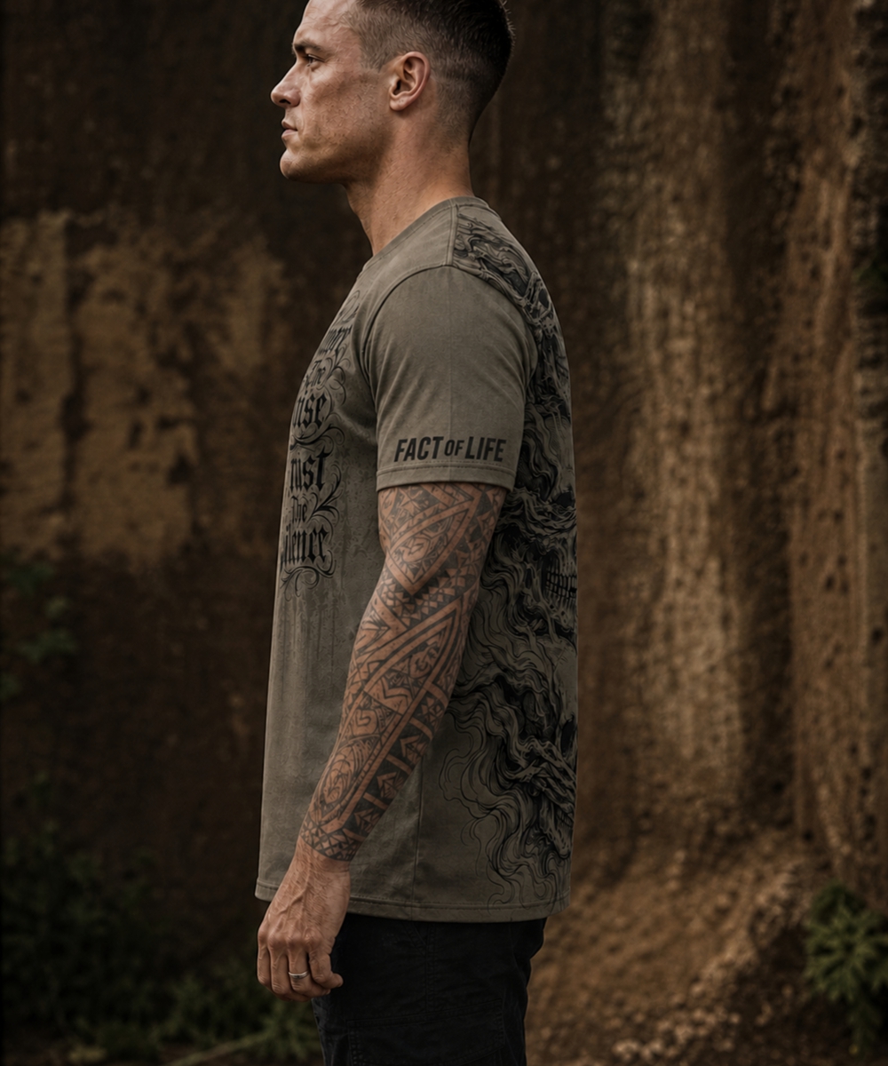 Fact of Life T-Shirt "Three Wise Skulls" TS-102 dusty olive – Bild 3