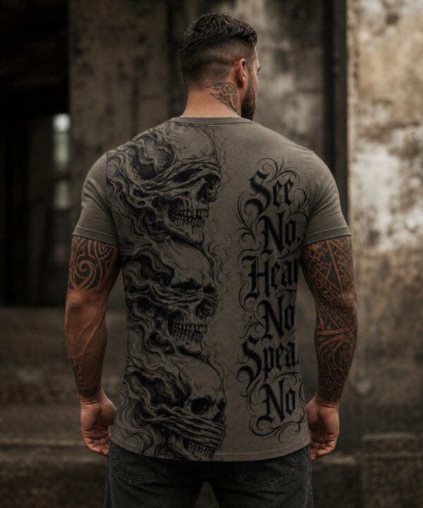 Fact of Life T-Shirt "Three Wise Skulls" TS-102 dusty olive