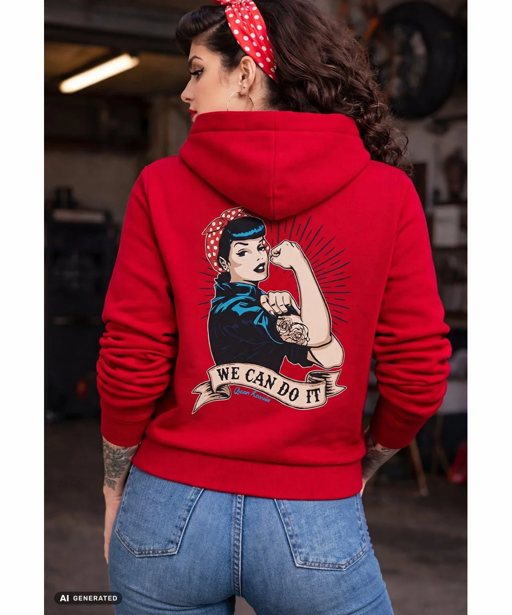 Queen Kerosin Hoodie 'We Can Do it' in Rot
